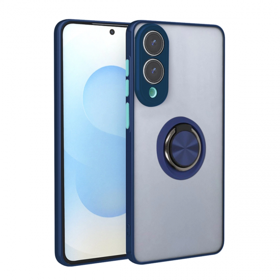 Samsung Galaxy S25 Edge Kılıf Montreal Yüzüklü Silikon Kapak - Lacivert