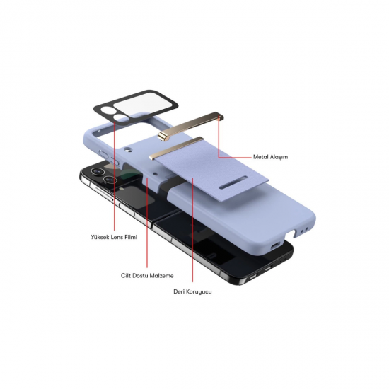 Samsung Galaxy Z Flip 4 Kılıf Belt Flip Kapak - Lacivert