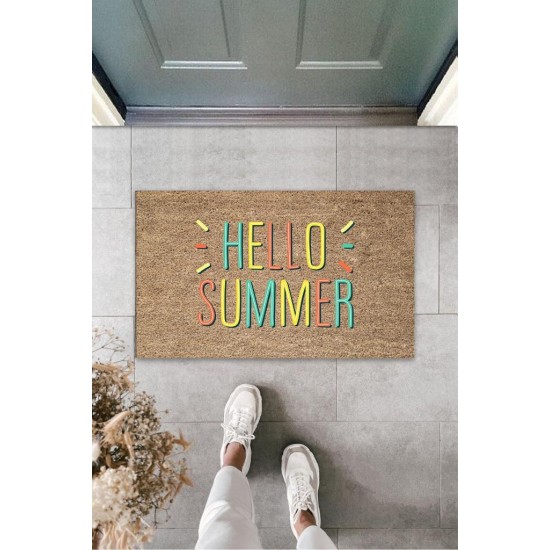 Sarı Kapı Önü Paspası Hello Summer Desen  K-3279