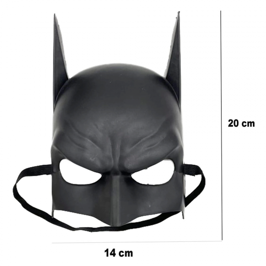 Siyah Renk Çocuk Boy Arkadan Lastikli Batman Maskesi A Kalite  20x14 Cm