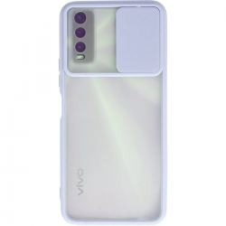 Vivo Y11s Kılıf Palm Buzlu Kamera Sürgülü Silikon - Lila