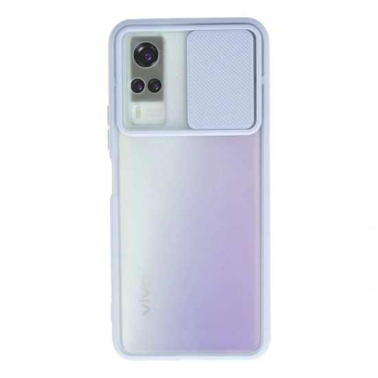Vivo Y53s Kılıf Palm Buzlu Kamera Sürgülü Silikon - Lila