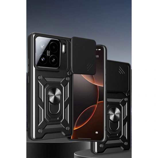 Xiaomi Mi 15 Kılıf Pars Lens Yüzüklü Silikon - Kırmızı