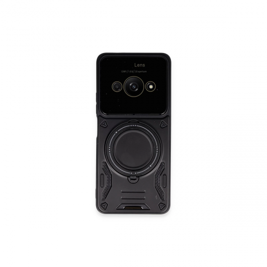 Xiaomi Poco C61 Kılıf Joy Lens Standlı Kapak - Siyah