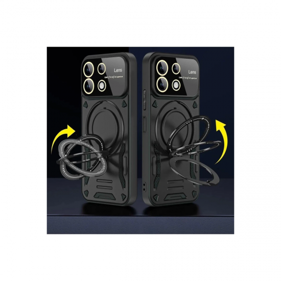 Xiaomi Redmi 13 4g Kılıf Joy Lens Standlı Kapak - Koyu Yeşil