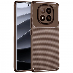 Xiaomi Redmi Note 14 Pro Plus Kılıf Auto Focus Karbon Kapak - Kahverengi Xiaomi Redmi Note 14 Pro Plus Kılıf Auto Focus Karbon Kapak - Kahverengi