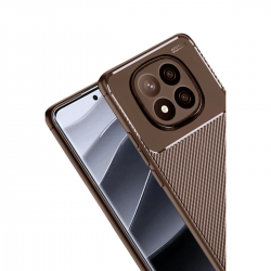 Xiaomi Redmi Note 14 Pro Plus Kılıf Auto Focus Karbon Kapak - Kahverengi Xiaomi Redmi Note 14 Pro Plus Kılıf Auto Focus Karbon Kapak - Kahverengi