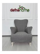 Döşemelik Kumaş Düz Keten Lastikli Kayma Yapmayan 1  Adet Berjer Koltuk Örtüsü