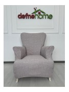 Döşemelik Kumaş Düz Keten Lastikli Kayma Yapmayan 1  Adet Berjer Koltuk Örtüsü