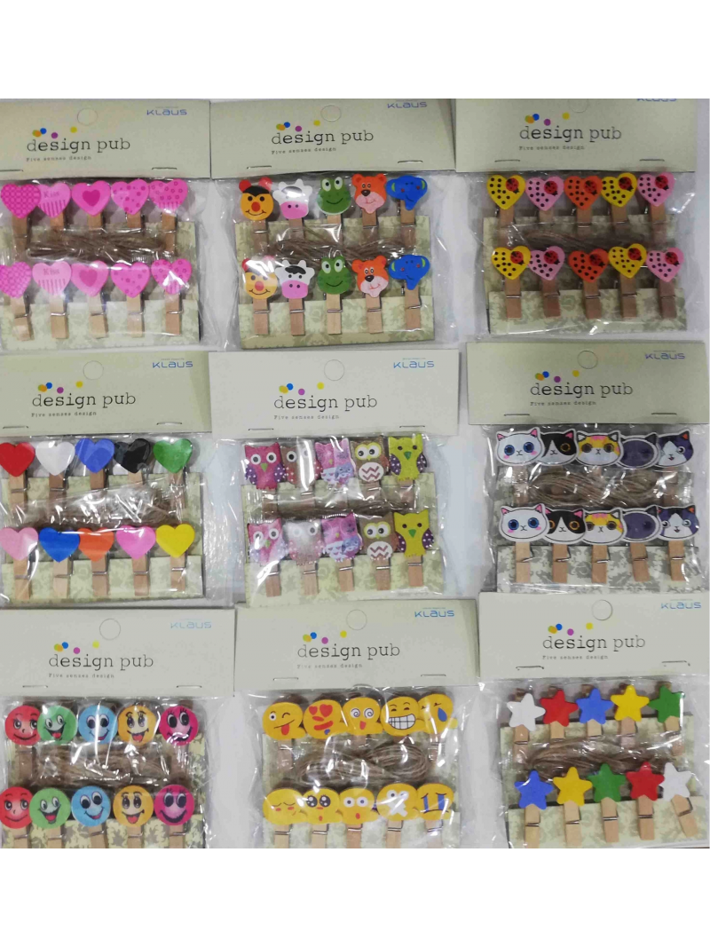 10'lu Şekilli Ahşap Mandallar 3.5cm (10'lu Set-10 Paket)