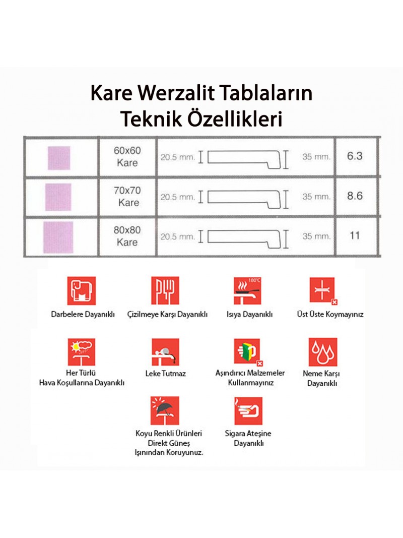 Klasik Katlanır Masa 70x70 cm - (Werzalit, Wermodin ve Allzalit Tabla) - Akçaağaç