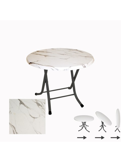 Klasik Katlanır Masa Yuvarlak (70 cm Çap) - (Werzalit, Wermodin ve Allzalit Tabla) - Afyon Mermer