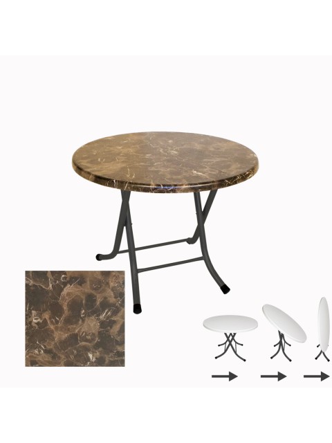 Klasik Katlanır Masa Yuvarlak (70 cm Çap) - (Werzalit, Wermodin ve Allzalit Tabla) - Karacabey Mermer