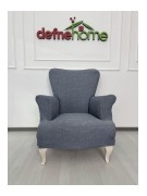 Döşemelik Kumaş Düz Keten Lastikli Kayma Yapmayan 1  Adet Berjer Koltuk Örtüsü