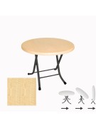 Klasik Katlanır Masa Yuvarlak (70 cm Çap) - (Werzalit, Wermodin ve Allzalit Tabla) - Akçaağaç