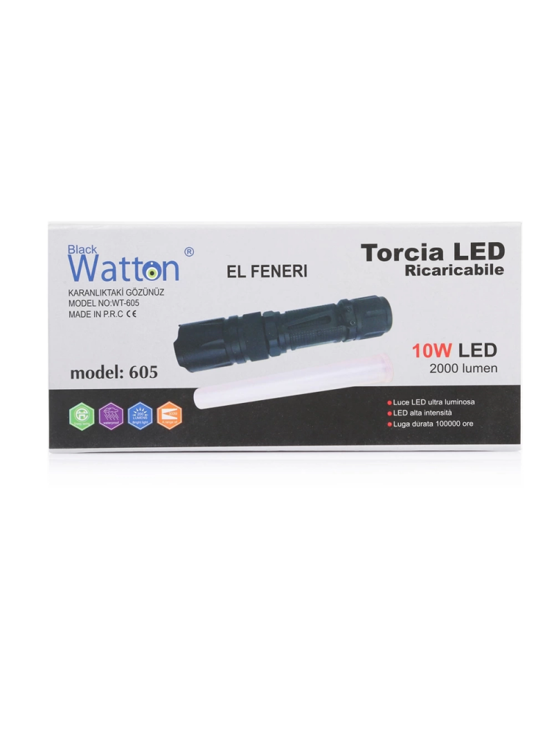 10w 2000 Lümen 4 Renk Güçlü El Feneri  Wt-605