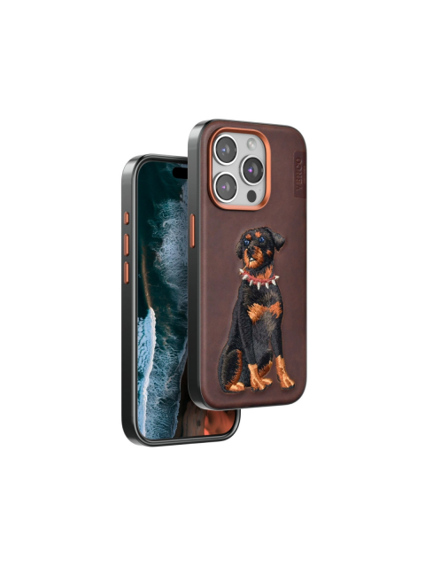 Venco  İphone 15 Pro Perma Desenli Kapak - Koyu Kahve