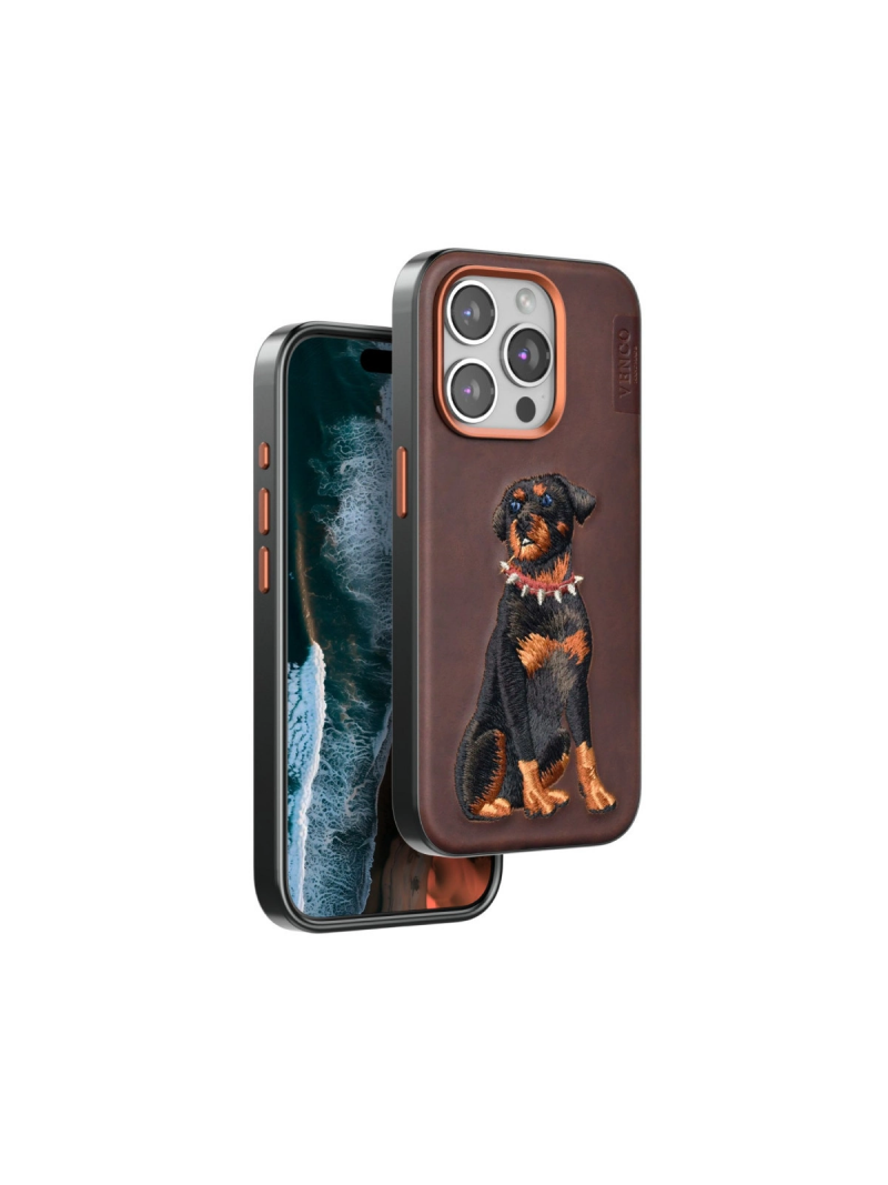 Venco  İphone 15 Pro Perma Desenli Kapak - Koyu Kahve